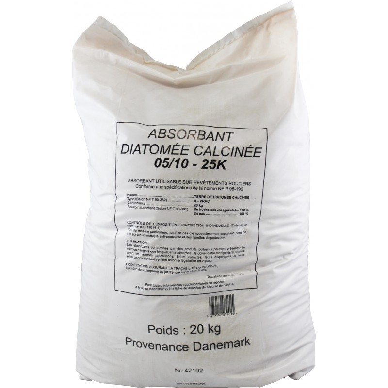 Absorbant granulés - terre de diatomée 18/50 - sac de 10 kg